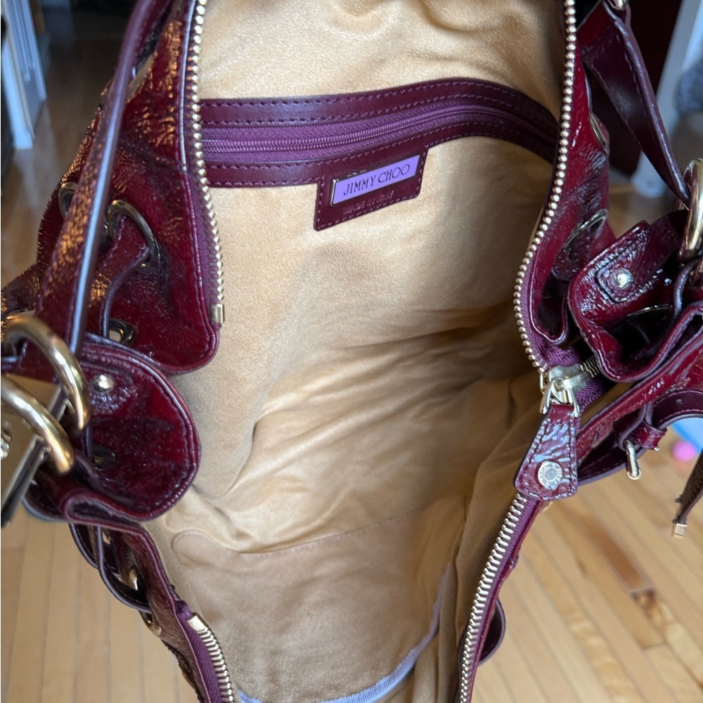 Jimmy Choo Burgundy Patent Leather Shoulder Bag - Picture 5 of 9
